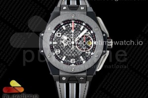 V6F 위블로 빙뱅 페라리 유니코 45미리 세라믹케이스 스켈레톤다이얼 그레이거미스트랩 Big Bang Ferrari Unico Black Ceramic V6F Best Edition Net Skeleton Dial on Gray Gummy Strap HUB1288