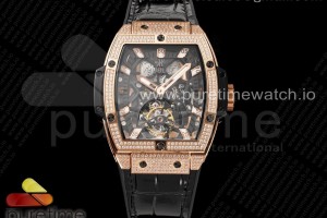 V9F 위블로 스피릿 빅뱅 뚜르비옹 로즈골드 스켈레톤다이얼 다이아베젤 블랙거미스트랩 Spirit of Big Bang RG V9F Best Edition Skeleton Dial Diamonds Bezel on Black Gummy Strap