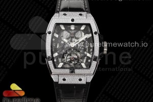 V9F 위블로 스피릿 빅뱅 뚜르비옹 스켈레톤다이얼 다이아베젤 블랙거미스트랩 Spirit of Big Bang SS V9F Best Edition Skeleton Dial Diamonds Bezel on Black Gummy Strap