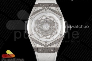 HBF 위블로 유니코 생블루 티타늄 스켈레톤다이얼 화이트거미스트랩 Big Bang Unico Sang Bleu Titanium HBF Skeleton Dial on White Gummy Strap HUB1213