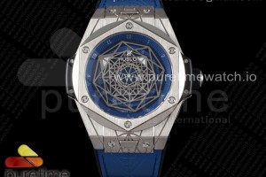 HBF 위블로 유니코 생블루 티타늄 스켈레톤다이얼 블루거미스트랩 Big Bang Unico Sang Bleu Titanium HBF Skeleton Dial on Blue Gummy Strap HUB1213