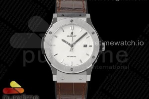 HBF 위블로 클래식퓨전 45미리 화이트다이얼 브라운거미스트랩 Classic Fusion 45mm SS HBF 1:1 Best Edition White Dial on Brown Gummy Strap A2892