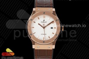 HBF 위블로 클래식퓨전 로즈골드 45미리 화이트다이얼 브라운거미스트랩 Classic Fusion 45mm RG HBF 1:1 Best Edition White Dial on Brown Gummy Strap A2892