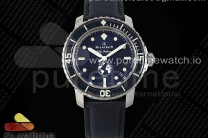 ZF 블랑팡 피프티패덤즈 오션커밋먼트3 블래다이얼 블랙캔버스스트랩  Fifty Fathoms Ocean Commitment III ZF 1:1 Best Edition on Sail-canvas Strap A1151