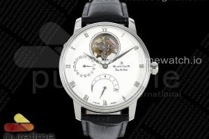 JBF V2 블랑팡 빌예레 뚜르비옹 화이트다이얼 블랙가죽스트랩 Villeret Tourbillon SS Real PR JBF Best Edition White Dial on Black Leather Strap V2