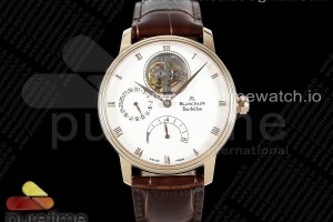 JBF V2 블랑팡 빌예레 뚜르비옹 로즈골드 화이트다이얼 브라운가죽스트랩 Villeret Tourbillon RG Real PR JBF Best Edition White Dial on Brown Leather Strap V2