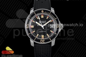 ZF 블랑팡 피프티패덤스 바라쿠다 블랙다이얼 블랙러버스트랩 Fifty Fathoms 5008B Barakuda SS 1:1 ZF Best Edition Black Dial on Black Rubber Strap A1151