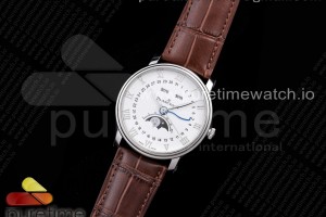 OMF V3 블랑팡 빌레레 6654 화이트다이얼 브라운가죽스트랩 Villeret 6654 SS Complicated Function OMF 1:1 Best Edition White Dial on Brown Leather Strap A6654 V3