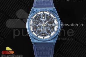 LF V2 제니스 데피 클래식 블루 PVD 화이트스켈레톤다이얼 블루러버스트랩 Defy Classic Blue PVD LF 1:1 Best Edition Skeleton White Dial on Blue Rubber Strap A2892 V2