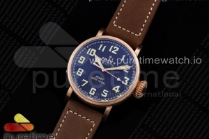 XF 제니스 파일럿 타입20 브론조 블루다이얼 브라운가죽스트랩 Pilot Type 20 Extra Special Bronze 45mm XF 1:1 Best Edition on Brown Asso Strap A2892