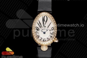 ZF 브라게 레인 드 네이플 옐로우골드 화이트아라빅다이얼 다이아베젤 블랙패브릭스트랩 Reine de Naples YG ZF 1:1 Best Edition White Arabic Dial Diamonds Bezel on Black Fabric Strap A537