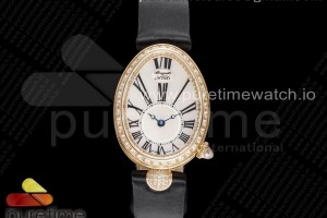 ZF 브라게 레인 드 네이플 옐로우골드 화이트로만다이얼 다이아베젤 블랙패브릭스트랩 Reine de Naples YG ZF 1:1 Best Edition White Roman Dial Diamonds Bezel on Black Fabric Strap A537