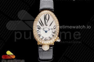 ZF 브라게 레인 드 네이플 옐로우골드 화이트아라빅다이얼 다이아베젤 블랙가죽스트랩 Reine de Naples YG ZF 1:1 Best Edition White Arabic Dial Diamonds Bezel on Black Leather Strap A537