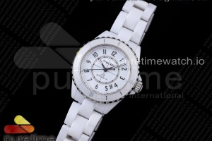 BVF 샤넬 J12 38미리 화이트세라믹 화이트다이얼 아라비안인덱스 H5700 38mm BVF 1:1 Best Edition White Ceramic White Dial on Bracelet MIYOTA 9015