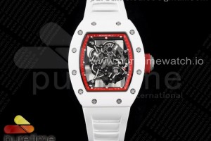 KVF V3 리차드밀 RM055 화이트세라믹 레드스켈레톤다이얼 화이트러버스트랩 RM055 White Ceramic KVF Best Edition Skeleton Dial Red on White Rubber Strap MIYOTA8215 V3