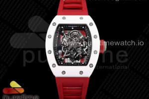 KVF V3 리차드밀 RM055 화이트세라믹 블랙스켈레톤다이얼 레드러버스트랩 RM055 White Ceramic KVF Best Edition Skeleton Dial Black on Red Rubber Strap MIYOTA8215 V3