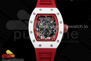 KVF V3 리차드밀 RM055 화이트세라믹 레드스켈레톤다이얼 레드러버스트랩 RM055 White Ceramic KVF Best Edition Skeleton Dial Red on Red Rubber Strap MIYOTA8215 V3