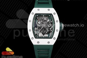 KVF V3 리차드밀 RM055 화이트세라믹 그린스켈레톤다이얼 그린러버스트랩 RM055 White Ceramic KVF Best Edition Skeleton Dial Green on Green Rubber Strap MIYOTA8215 V3