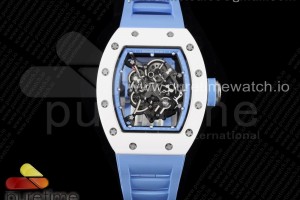 KVF V3 리차드밀 RM055 화이트세라믹 블루스켈레톤다이얼 블루러버스트랩 RM055 White Ceramic KVF Best Edition Skeleton Dial Blue on Blue Rubber Strap MIYOTA8215 V3