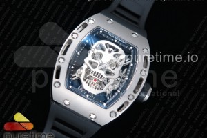 EURF 리차드밀 RM052 티타늄 리얼 투어빌론 스켈레톤스컬다이얼 블랙러버스트랩 RM052 Titanium Real Tourbillon EURF Best Edition Skeleton Skull Dial on Black Rubber Strap