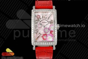 ZF 프랭크뮬러 롱아일랜드 레이디 다이아베젤 자개다이얼 레드가죽스트랩 Long Island Ladies SS Diamonds Bezel ZF 1:1 Mother of Pearl Dial on Red Leather Strap Swiss Ronda Quartz