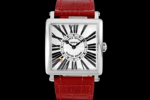 ZF 프랭크뮬러 마스터스퀘어 화이트다이얼 레드가죽스트랩 Master Square SS Ladies ZF 1:1 Best Edition White Black Roman Dial on Red Leather Strap Ronda Quartz