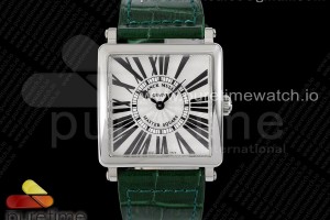 ZF 프랭크뮬러 마스터스퀘어 화이트다이얼 그린가죽스트랩 Master Square SS Ladies ZF 1:1 Best Edition White Black Roman Dial on Green Leather Strap Ronda Quartz