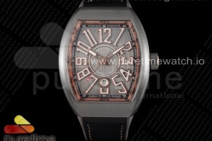 ZF 프랭크뮬러 뱅가드 V45 티타늄 그레이다이얼 브라운러브스트랩 Vanguard V45 Titanium ZF 1:1 Best Edition Gray Dial on Broiwn Rubber Strap MIYOTA 9015