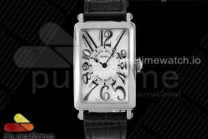 ZF 프랭크뮬러 롱아일랜드 레이디 화이트다이얼 블랙가죽스트랩 Long Island Ladies SS ZF 1:1 Best Edition on Black Leather Strap Ronda Quartz