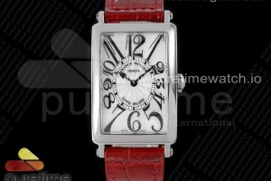 ZF 프랭크뮬러 롱아일랜드 레이디 화이트다이얼 레드가죽스트랩 Long Island Ladies SS ZF 1:1 Best Edition on Red Leather Strap Ronda Quartz