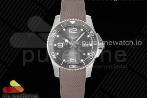 ZF 론진 콘케스트 그레이다이얼 브라운러버스트랩 Conquest SS Gray Ceramic Bezel SS ZF 1:1 Best Edition Gray Dial on Brown Rubber Strap A2824