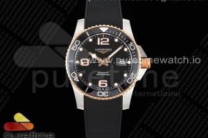 ZF 론진 콘케스트 로즈골드콤비 블랙다이얼 블랙러버스트랩 Conquest SS/RG Black Ceramic Bezel SS ZF 1:1 Best Edition Black Dial on Black Rubber Strap A2824