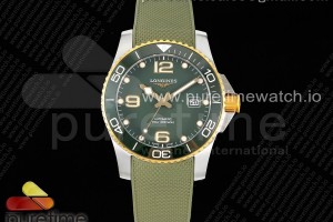 ZF 론진 콘케스트 옐로우골드콤비 그린다이얼 그린러버스트랩 Conquest SS/YG Green Ceramic Bezel SS ZF 1:1 Best Edition Green Dial on Green Rubber Strap A2824