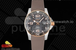 ZF 론진 콘케스트 옐로우골드콤비 그레이다이얼 그레이러버스트랩 Conquest SS/YG Gray Ceramic Bezel SS ZF 1:1 Best Edition Gray Dial on Brown Rubber Strap A2824