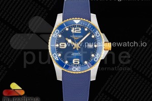 ZF 론진 콘케스트 옐로우골드콤비 블루다이얼 블루러버스트랩 Conquest SS/YG Blue Ceramic Bezel SS ZF 1:1 Best Edition Blue Dial on Blue Rubber Strap A2824
