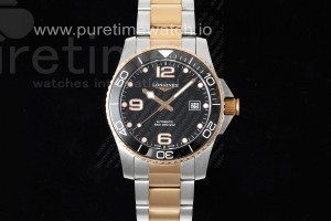 ZF 론진 하이드로 콘퀘스트 로즈골드콤비 블랙다이얼 스틸브레이슬릿 Conquest SS/RG Black Ceramic Bezel SS ZF 1:1 Best Edition Black Dial on SS/RG Bracelet A2824