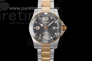 ZF 론진 하이드로 콘퀘스트 로즈골드콤비 그레이다이얼 스틸브레이슬릿 Conquest SS/RG Gray Ceramic Bezel SS ZF 1:1 Best Edition Gray Dial on SS/RG Bracelet A2824