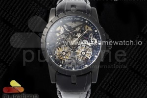 YSF 로저드뷔 엑스칼리버 더블플라잉 뚜르비옹 PVD 스켈레톤다이얼 블랙가죽스트랩 Excalibur Skeleton Double Flying Tourbillon PVD YSF Best Edition on Black Leather Strap