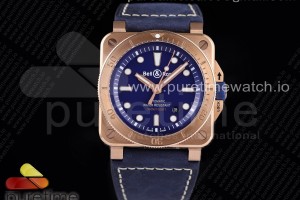 OXF 벨앤로스 다이버 BR 03-92 로즈골드 블루다이얼 블루가죽스트랩 BR 03-92 Diver RG OXF 1:1 Best Edition Blue Dial RG Bezel on Blue Asso Strap MIYOTA 9015 (Free Nylon Strap)