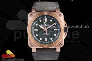 OXF 벨앤로스 다이버 BR 03-92 로즈골드 그린다이얼 그린가죽스트랩 BR 03-92 Diver RG OXF 1:1 Best Edition Green Dial RG Bezel on Green Asso Strap MIYOTA 9015 (Free Nylon Strap)